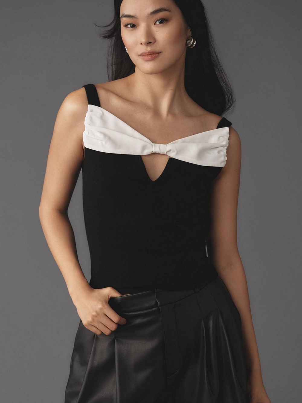 Maeve Bow-Detail Ribbed Sweater Tank